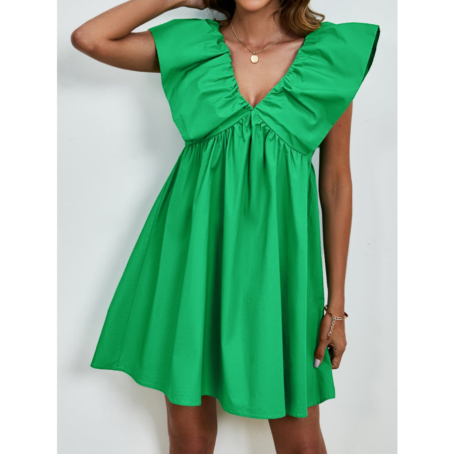 V-Neck Cap Sleeve Mini Dress Apparel and Accessories