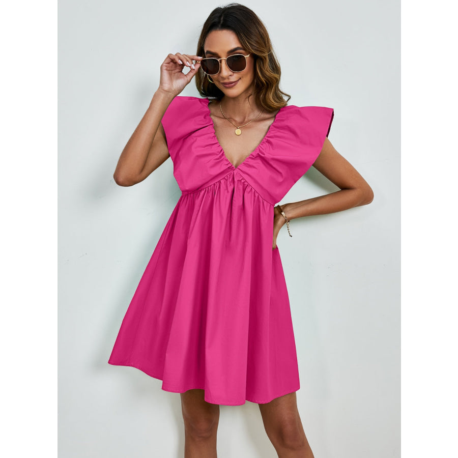 V-Neck Cap Sleeve Mini Dress Apparel and Accessories