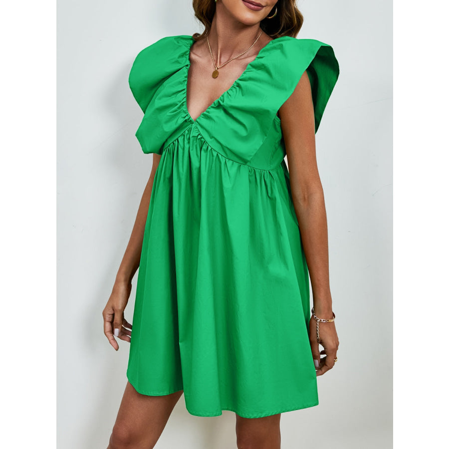 V-Neck Cap Sleeve Mini Dress Apparel and Accessories