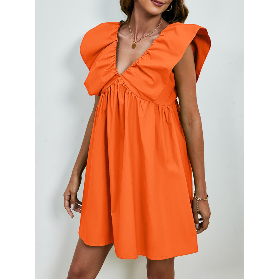 V-Neck Cap Sleeve Mini Dress Apparel and Accessories