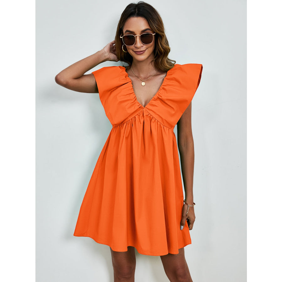 V-Neck Cap Sleeve Mini Dress Apparel and Accessories