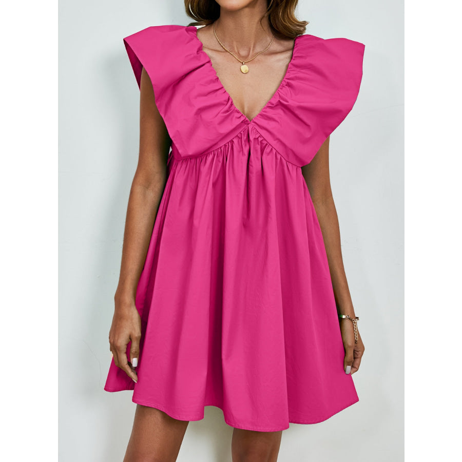 V-Neck Cap Sleeve Mini Dress Apparel and Accessories