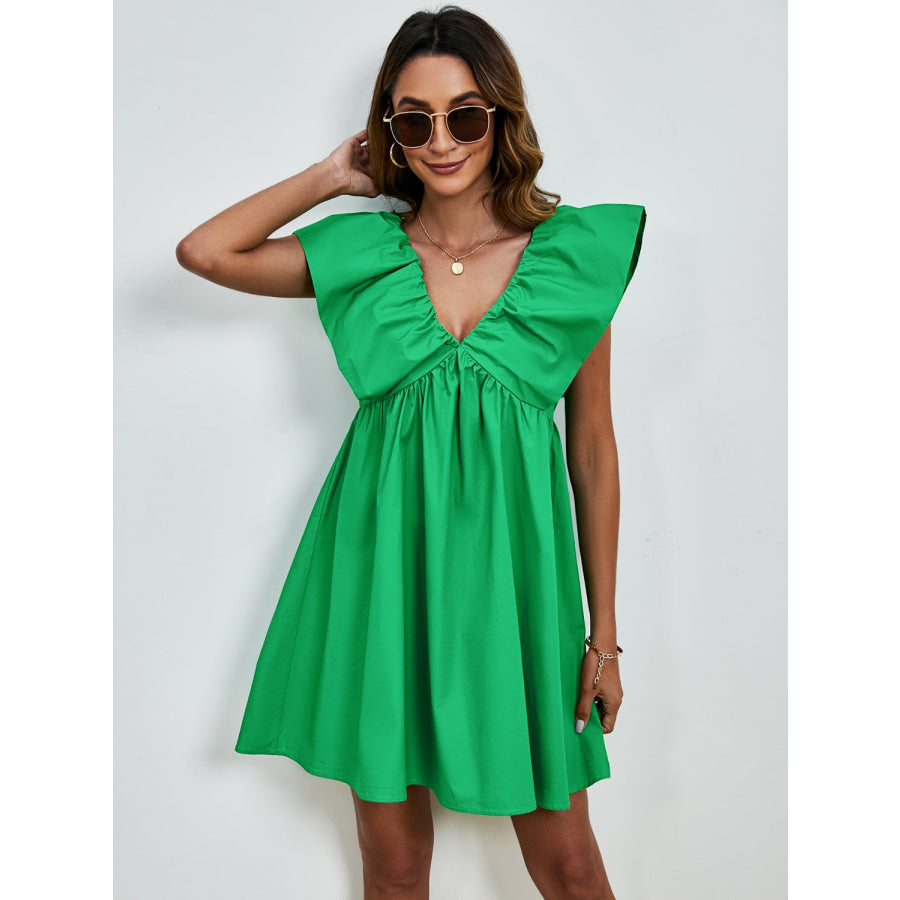 V-Neck Cap Sleeve Mini Dress Apparel and Accessories