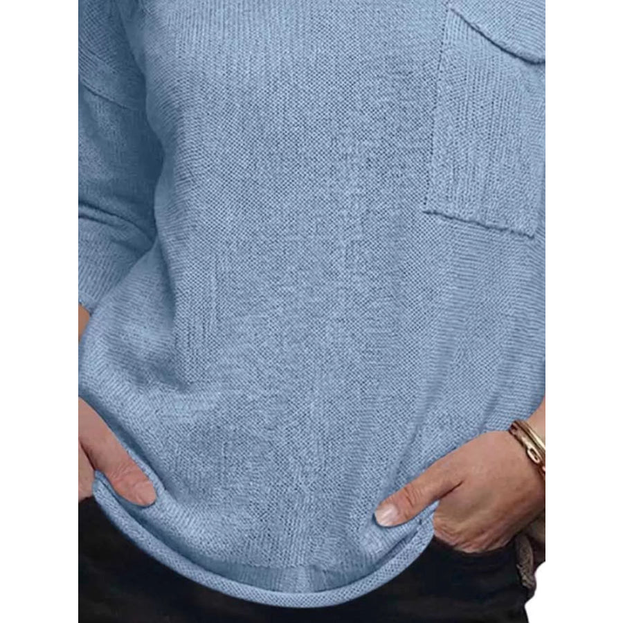 V-Neck Chest Pocket Knit Top Apparel and Accessories