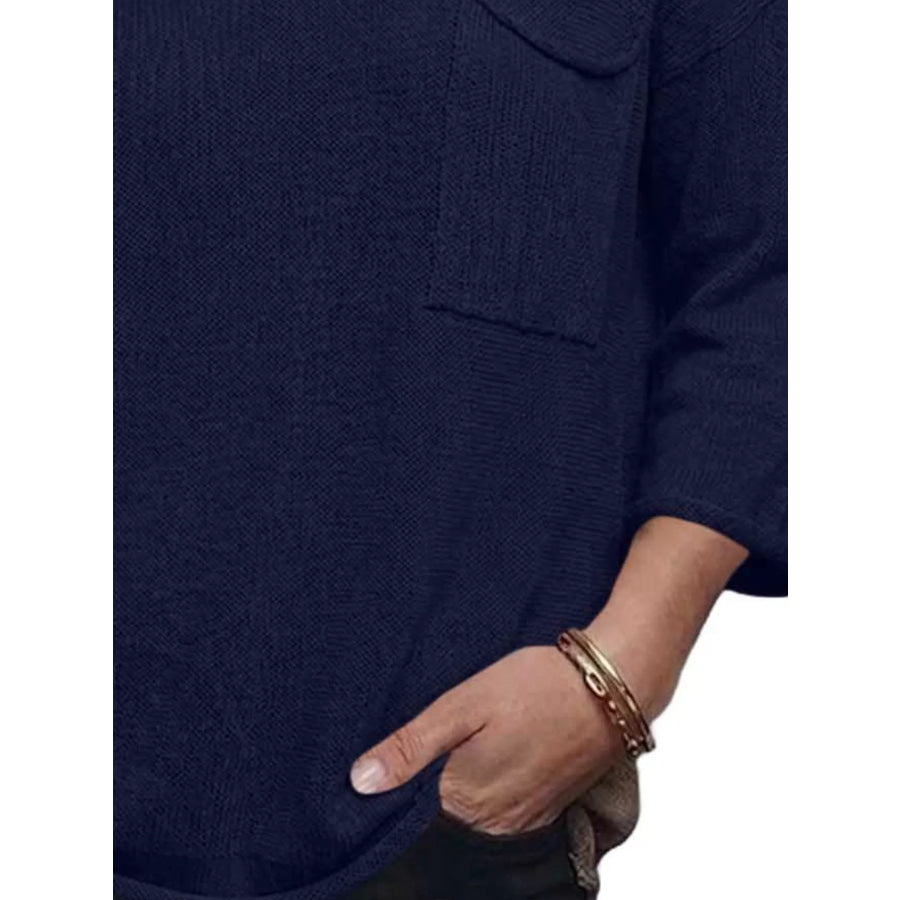 V-Neck Chest Pocket Knit Top Apparel and Accessories