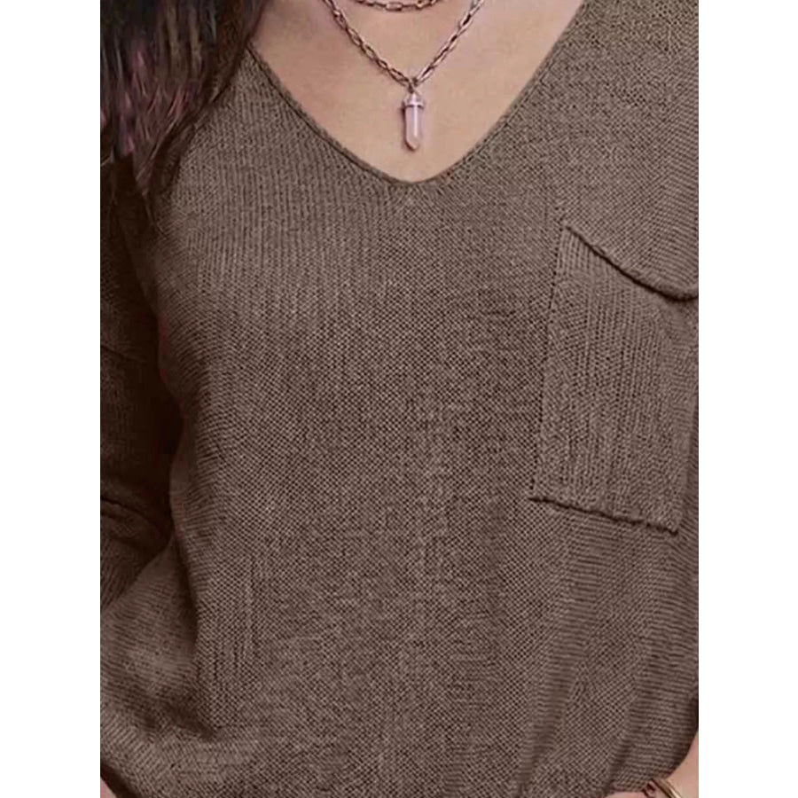 V-Neck Chest Pocket Knit Top Apparel and Accessories