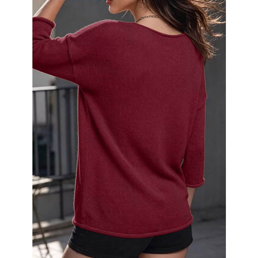 V-Neck Chest Pocket Knit Top Apparel and Accessories