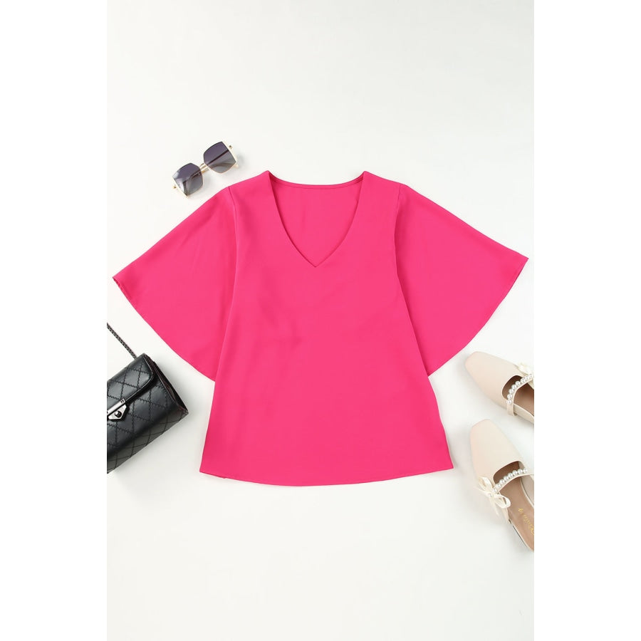 V-Neck Cloak Sleeve Blouse