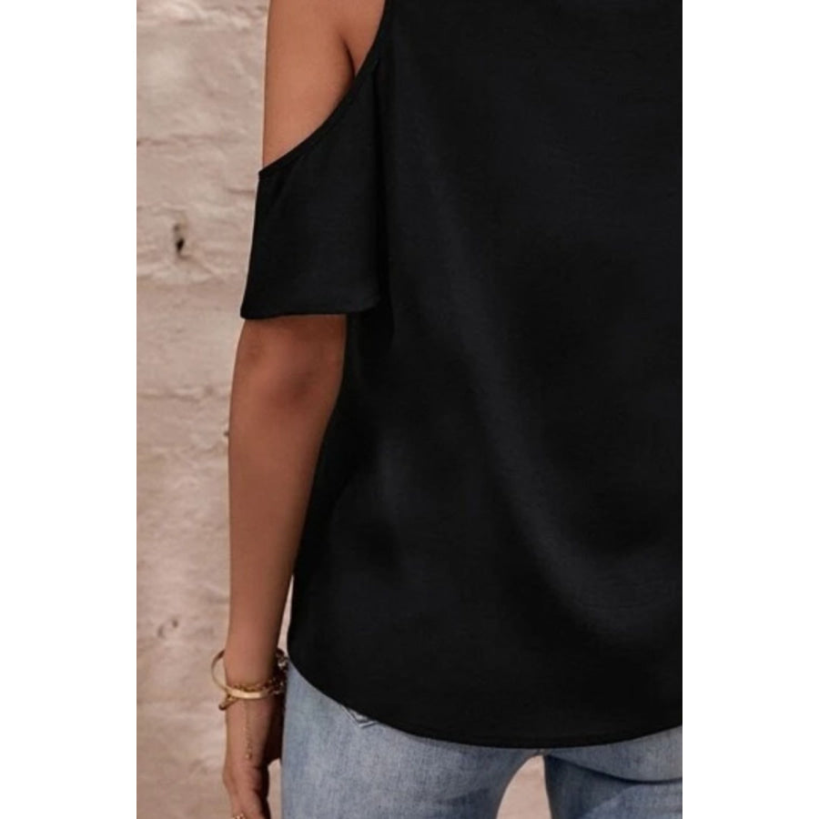 V - Neck Cold Shoulder Blouse Apparel and Accessories