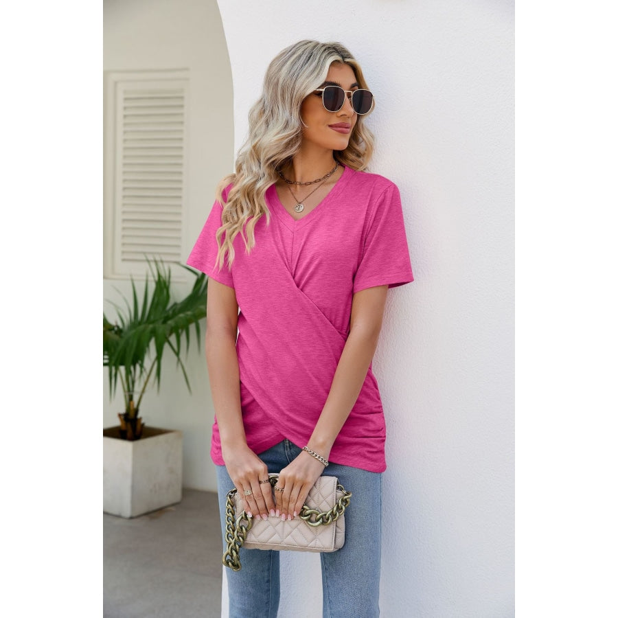 V-Neck Crisscross Short Sleeve Tee