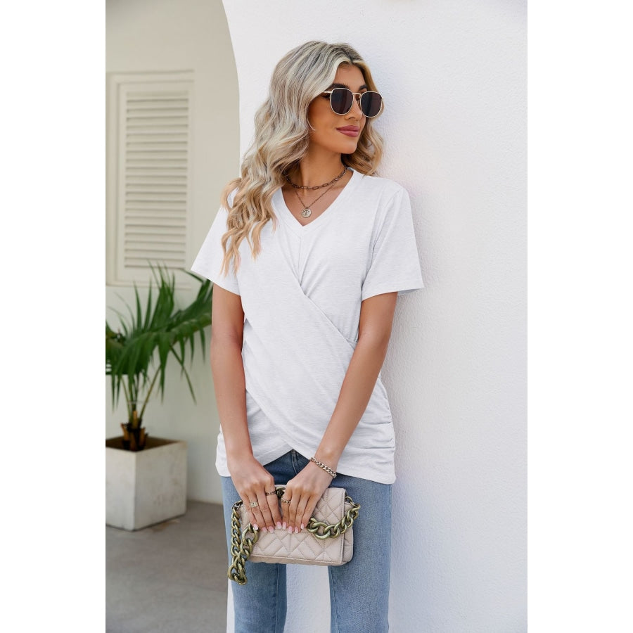 V-Neck Crisscross Short Sleeve Tee