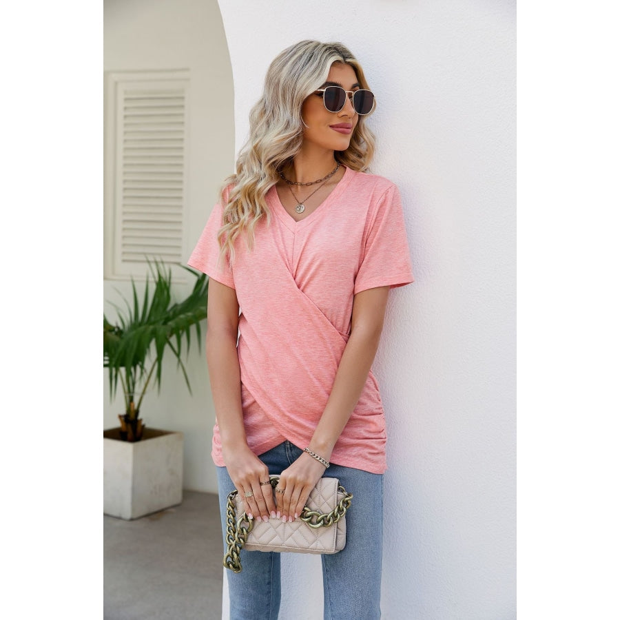 V-Neck Crisscross Short Sleeve Tee