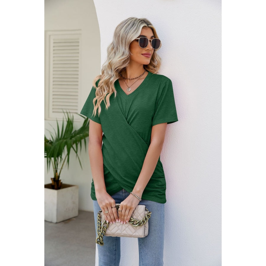 V-Neck Crisscross Short Sleeve Tee