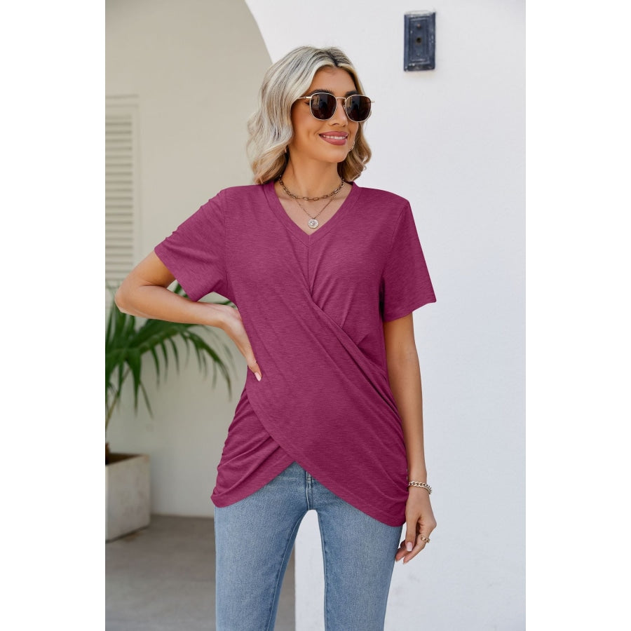 V-Neck Crisscross Short Sleeve Tee