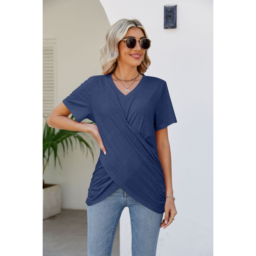 V-Neck Crisscross Short Sleeve Tee