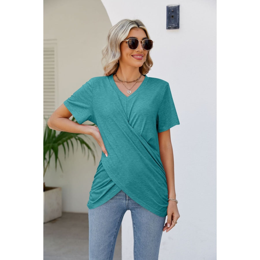 V-Neck Crisscross Short Sleeve Tee