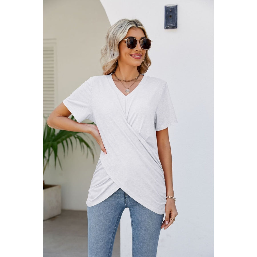 V-Neck Crisscross Short Sleeve Tee