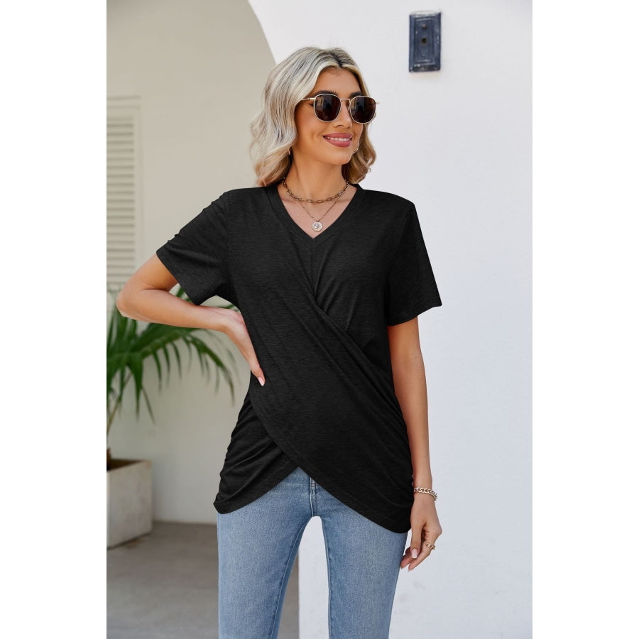 V-Neck Crisscross Short Sleeve Tee