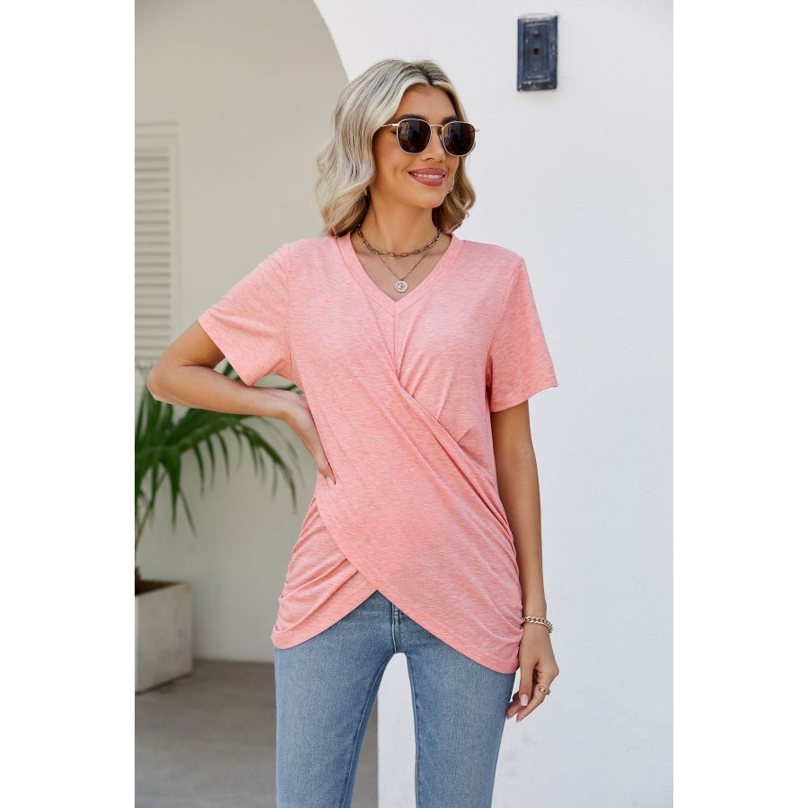 V-Neck Crisscross Short Sleeve Tee