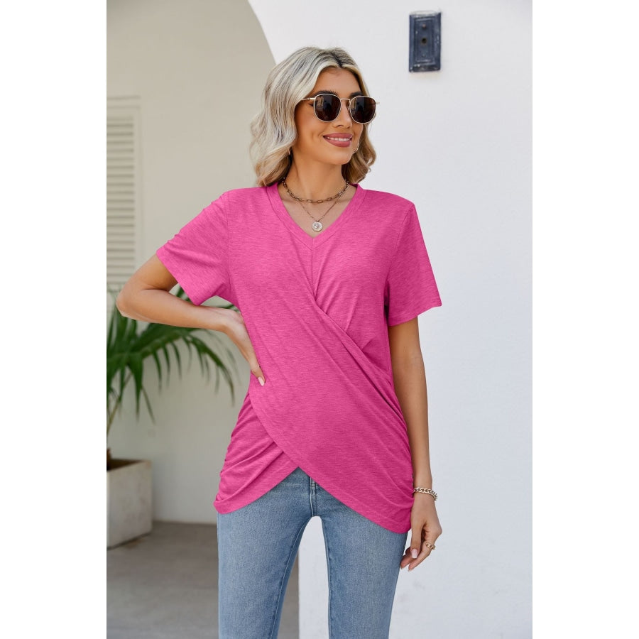 V-Neck Crisscross Short Sleeve Tee