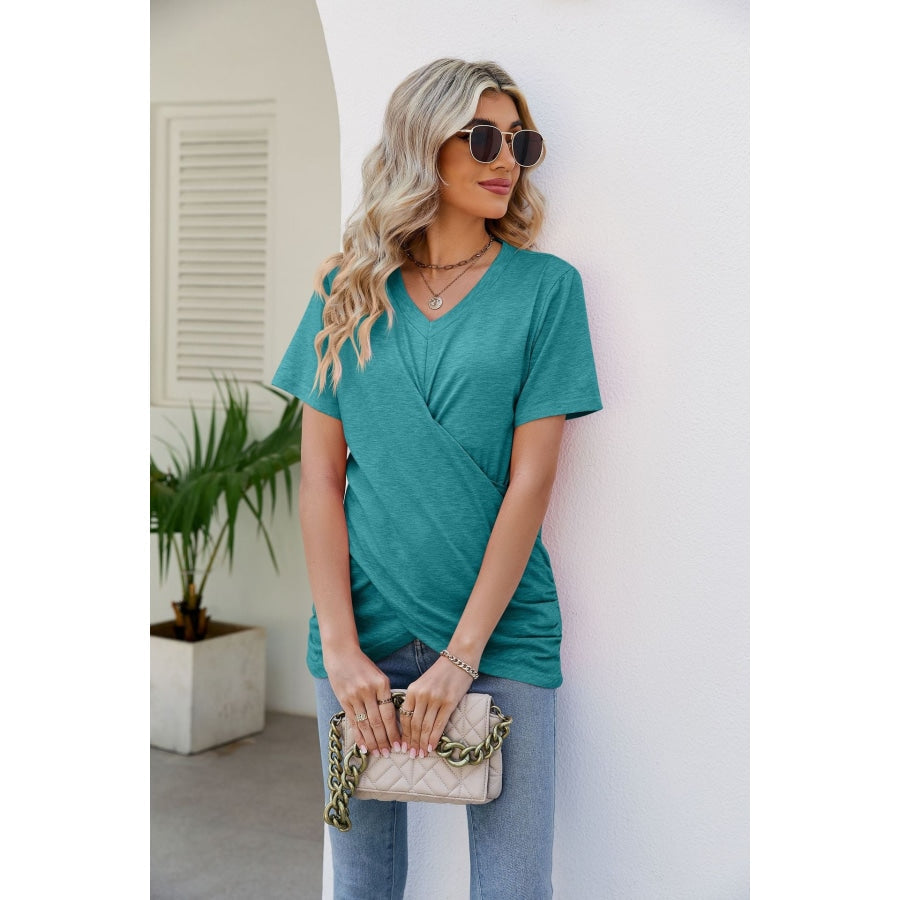 V-Neck Crisscross Short Sleeve Tee