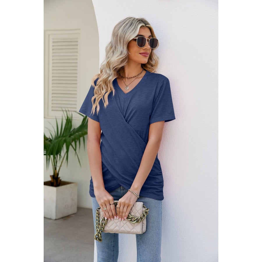 V-Neck Crisscross Short Sleeve Tee