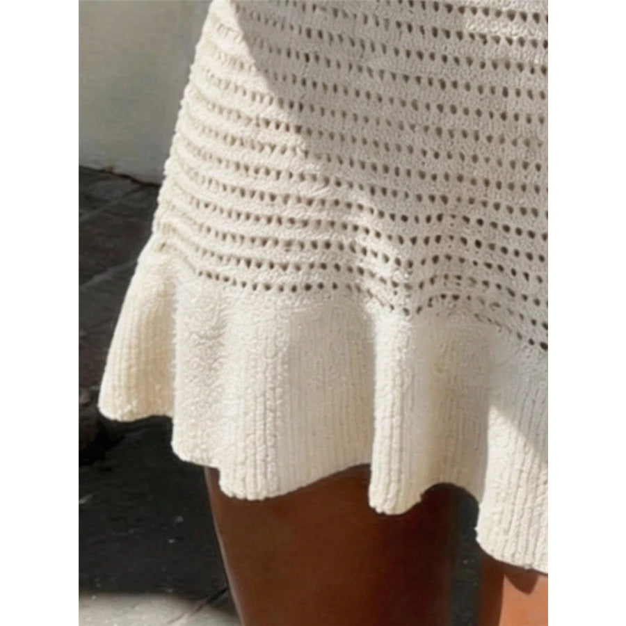 V-Neck Crochet Knit Sweater Dress Apparel and Accessories