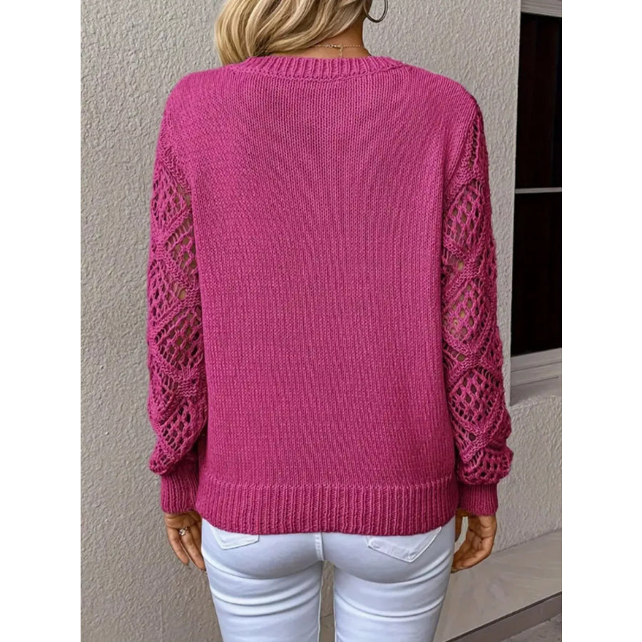 V-Neck Crochet Sleeve Sweater Apparel and Accessories
