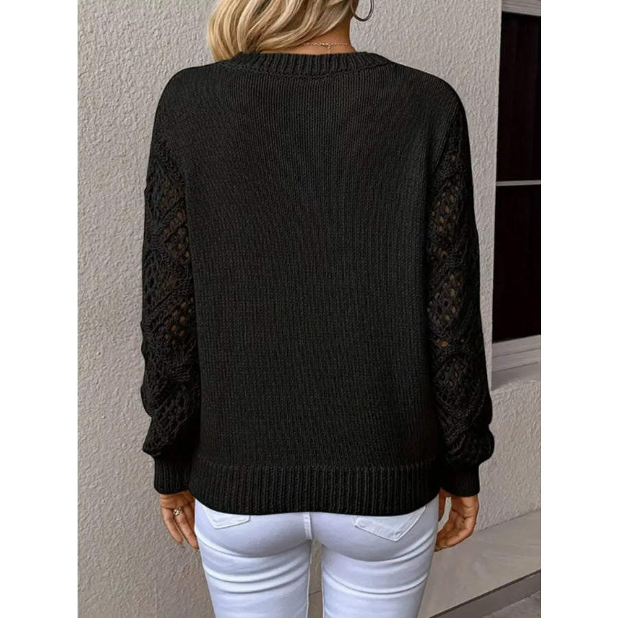 V-Neck Crochet Sleeve Sweater Apparel and Accessories