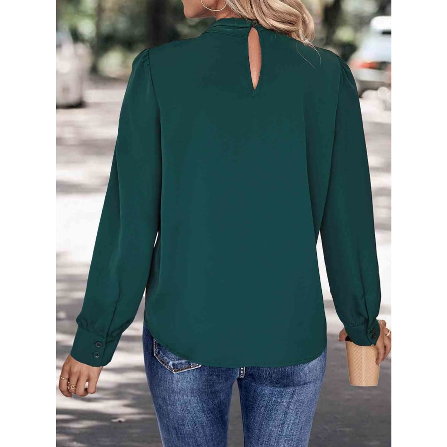 V-Neck Cutout Long Sleeve Blouse