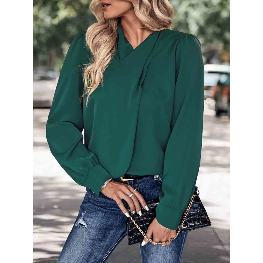 V-Neck Cutout Long Sleeve Blouse