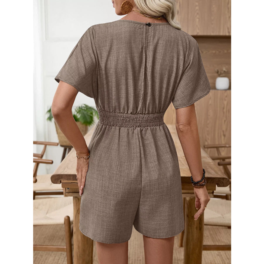 V-Neck Drawstring Waist Romper Apparel and Accessories