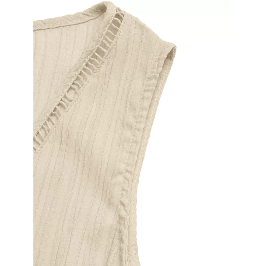 V-Neck Drawstring Waist Wide Leg Jumpsuit Apparel and Accessories