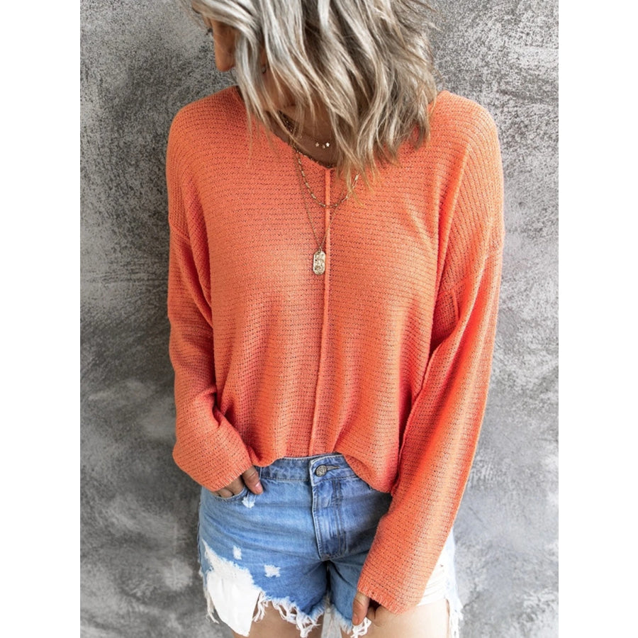 V-Neck Drop Shoulder Knit Top Apparel and Accessories