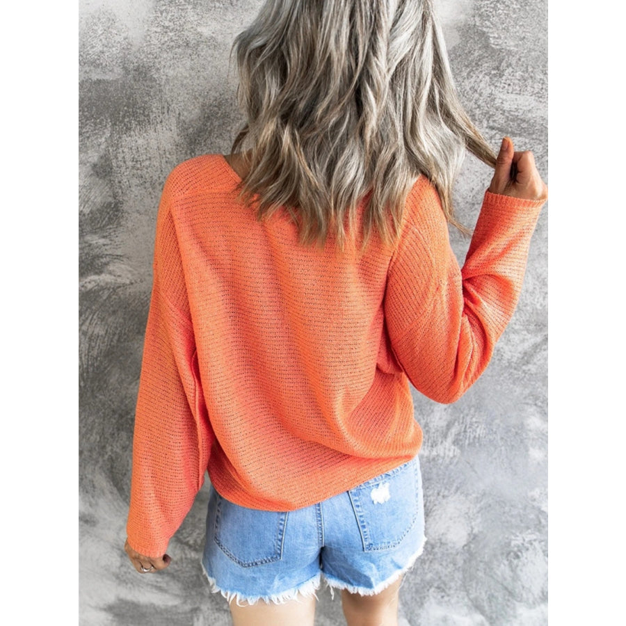 V-Neck Drop Shoulder Knit Top Apparel and Accessories