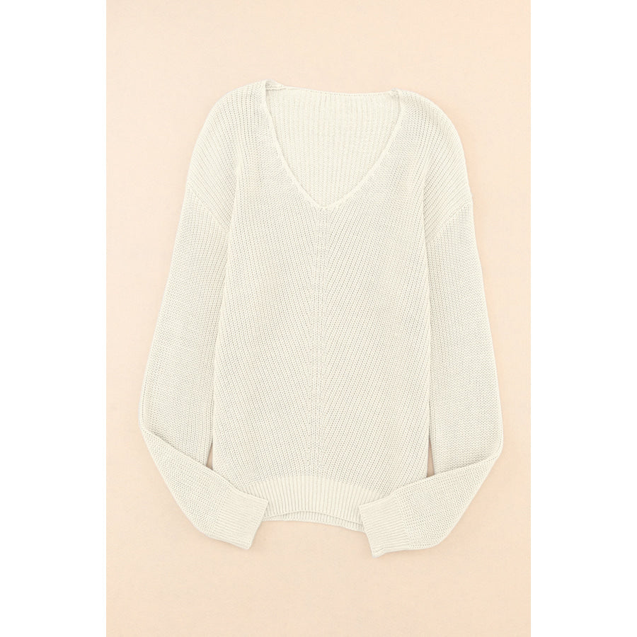 V-Neck Drop Shoulder Sweater Apparel and Accessories