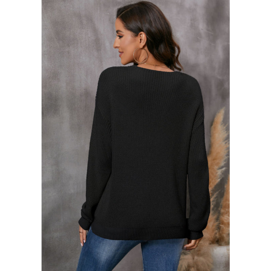 V-Neck Drop Shoulder Sweater Apparel and Accessories