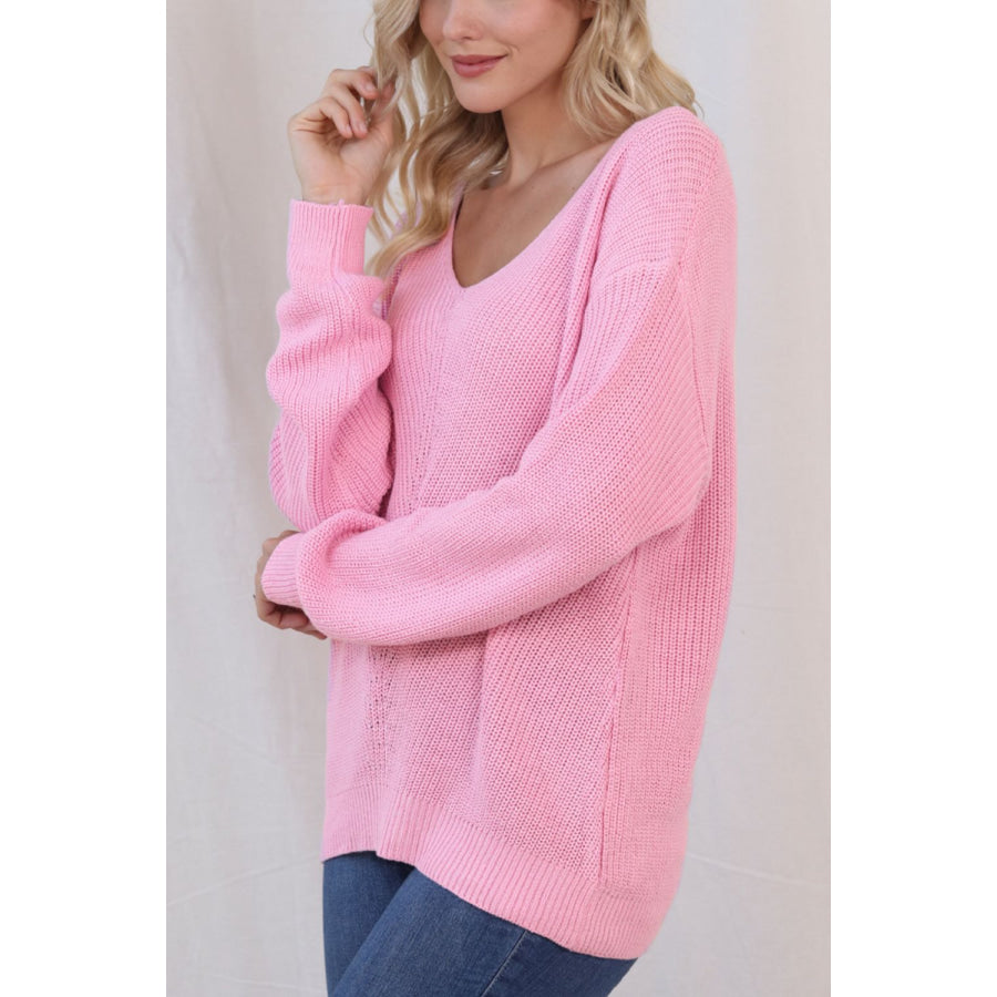 V-Neck Drop Shoulder Sweater Apparel and Accessories