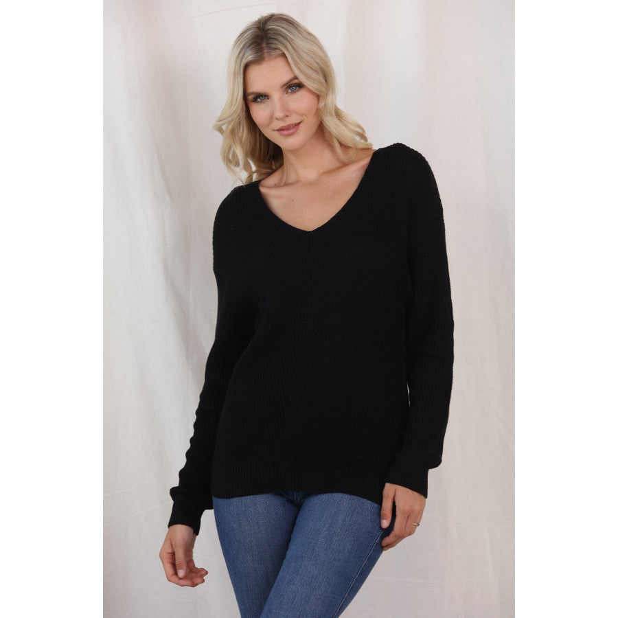 V-Neck Drop Shoulder Sweater Apparel and Accessories