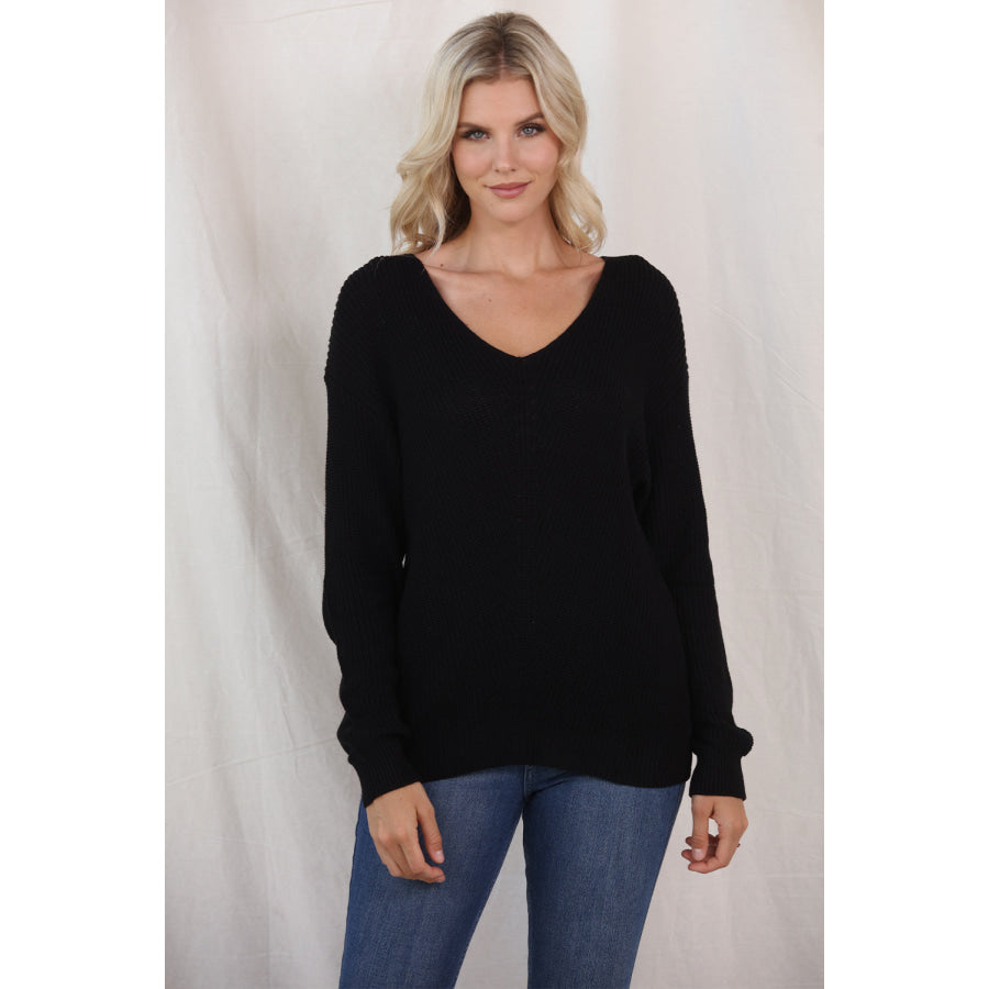 V-Neck Drop Shoulder Sweater Apparel and Accessories