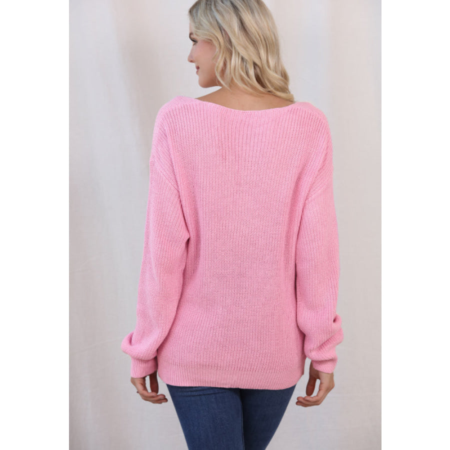 V-Neck Drop Shoulder Sweater Apparel and Accessories