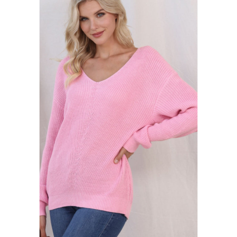 V-Neck Drop Shoulder Sweater Apparel and Accessories