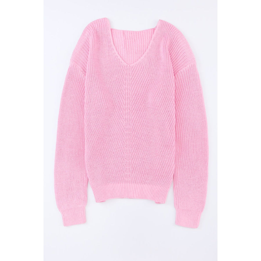 V-Neck Drop Shoulder Sweater Apparel and Accessories