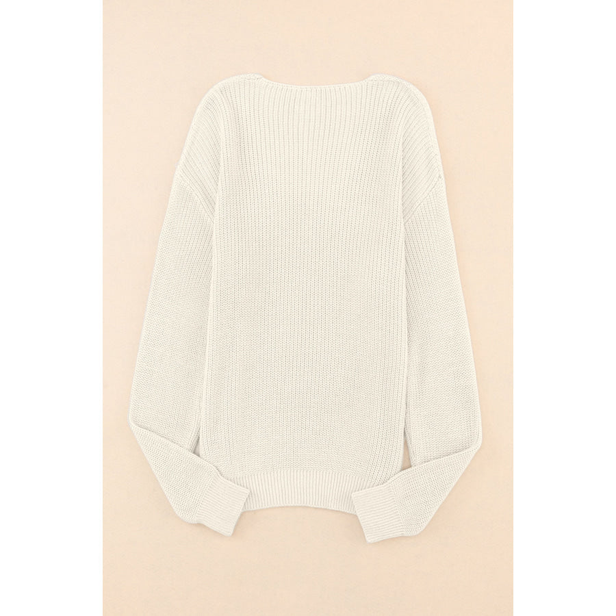 V-Neck Drop Shoulder Sweater Apparel and Accessories