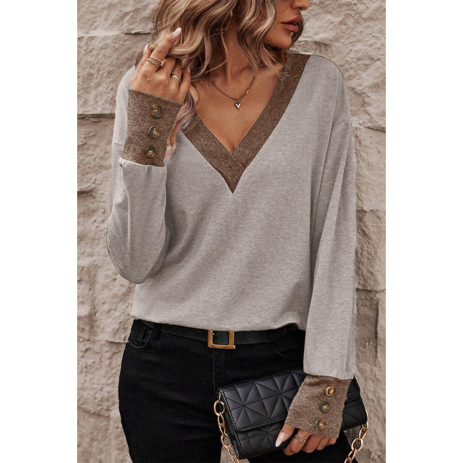 V - Neck Dropped Shoulder Blouse Apparel and Accessories