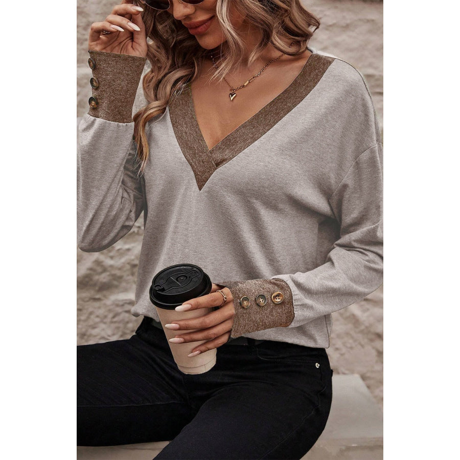 V - Neck Dropped Shoulder Blouse Apparel and Accessories