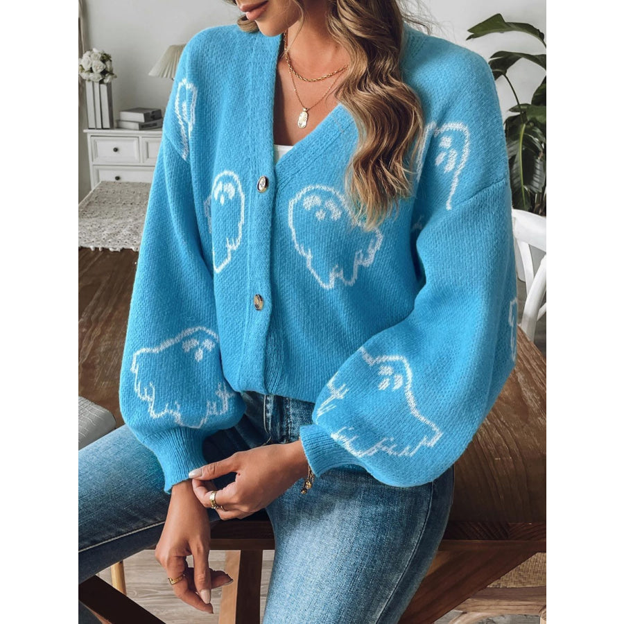 V-Neck Dropped Shoulder Cardigan Apparel and Accessories