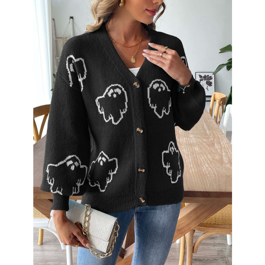 V-Neck Dropped Shoulder Cardigan Apparel and Accessories