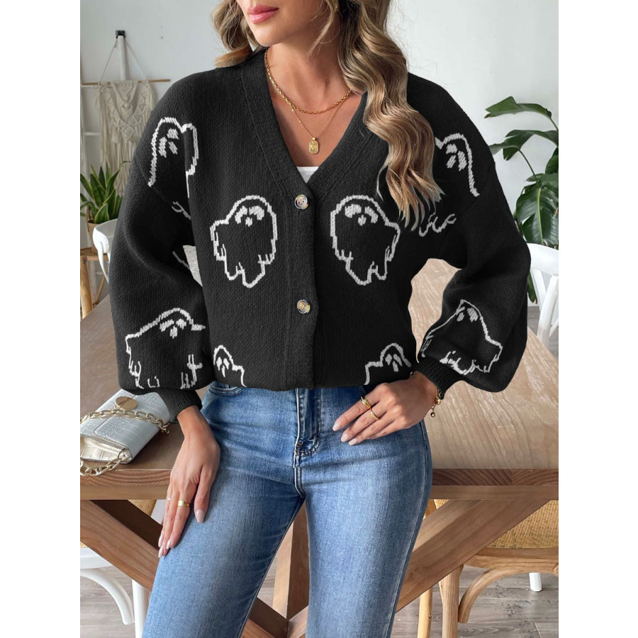 V-Neck Dropped Shoulder Cardigan Apparel and Accessories