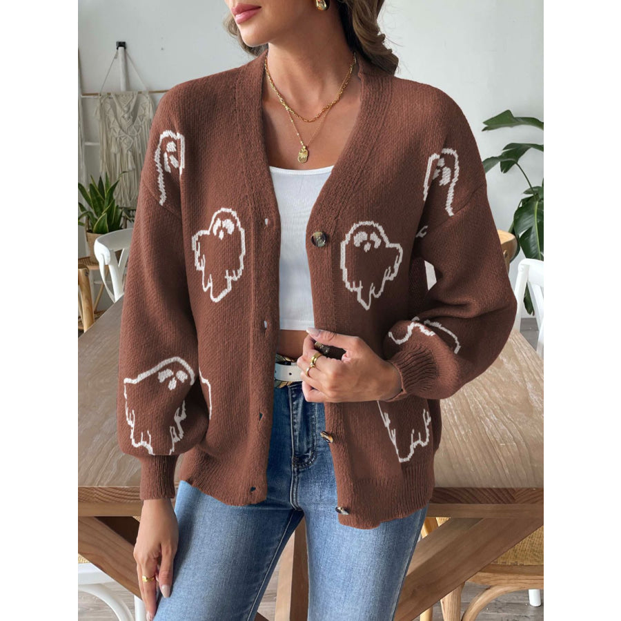 V-Neck Dropped Shoulder Cardigan Apparel and Accessories